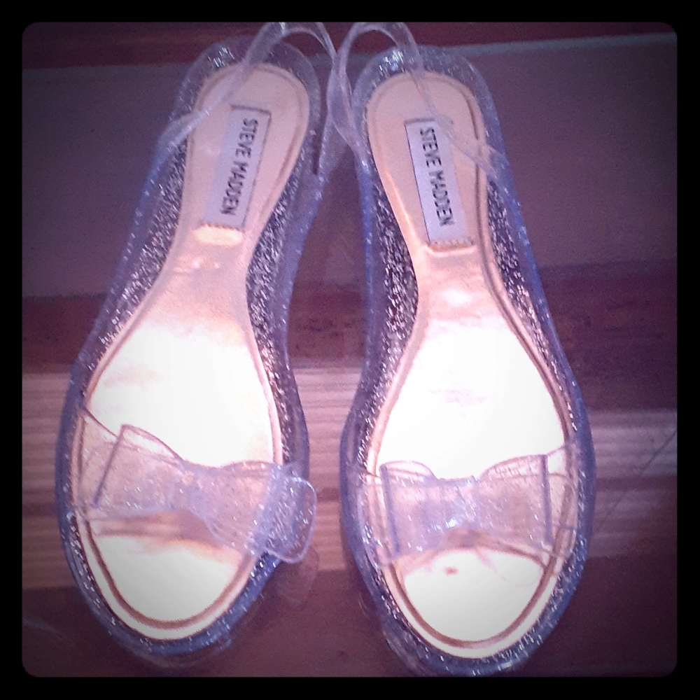 Steve Madden glitter jelly shoes with bows